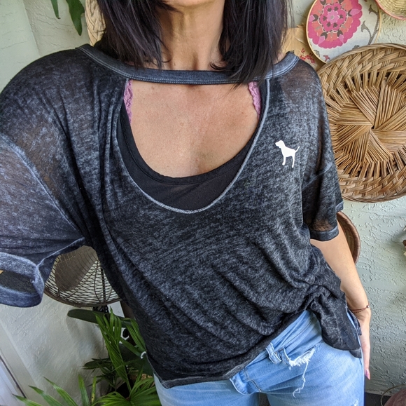 PINK Victoria's Secret Tops - Pink Victoria's Secret L Sheer Burnout T-shirt